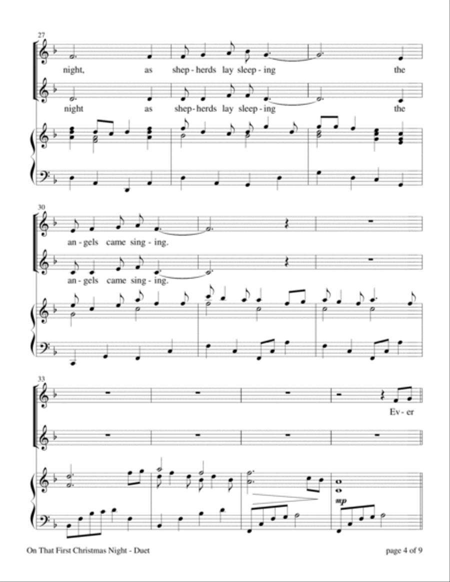 On That First Christmas Night (for duet or 2-part choir, SA) SA scores gallery preview page 6