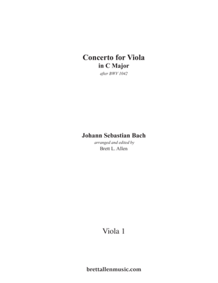 Book cover for Concerto for Viola in C Major ENSEMBLE PARTS