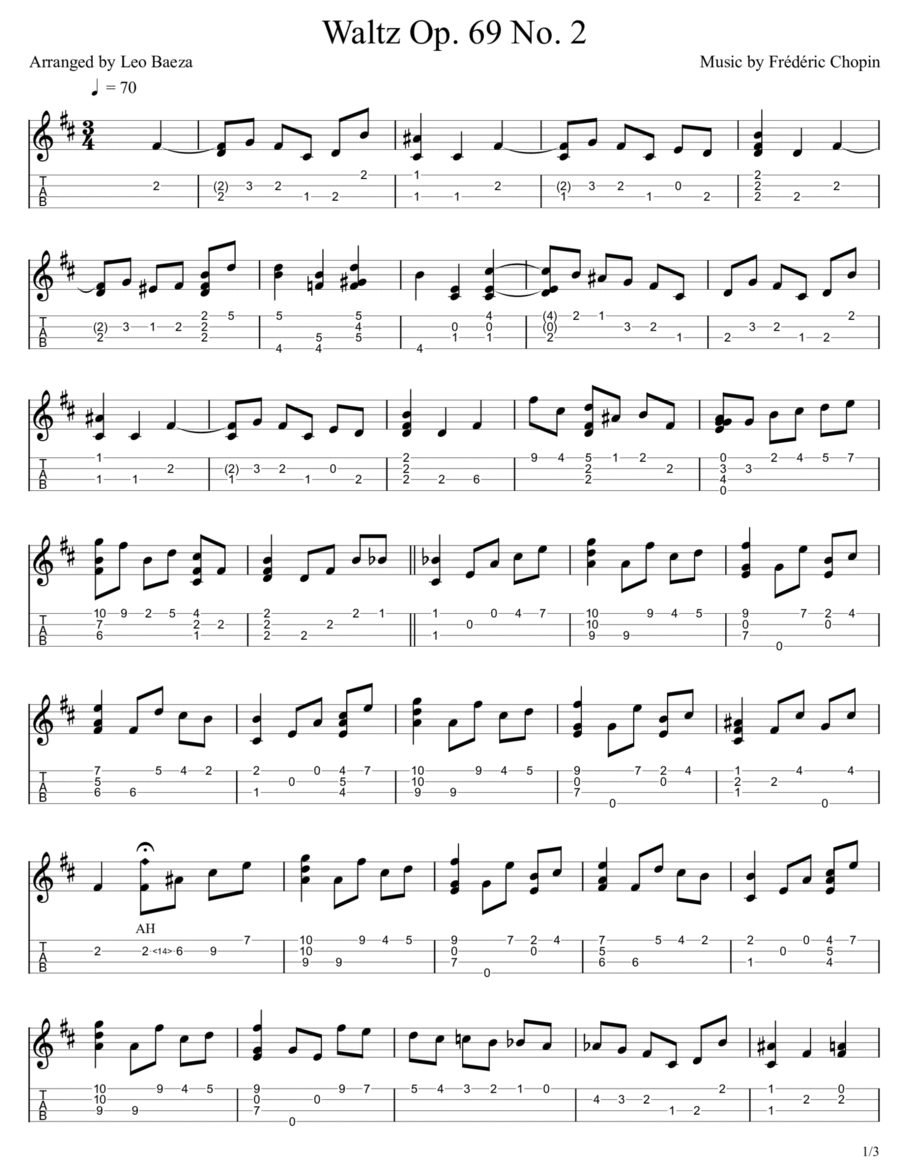 Waltz Op. 69 No.2 Ukulele scores gallery preview page 1