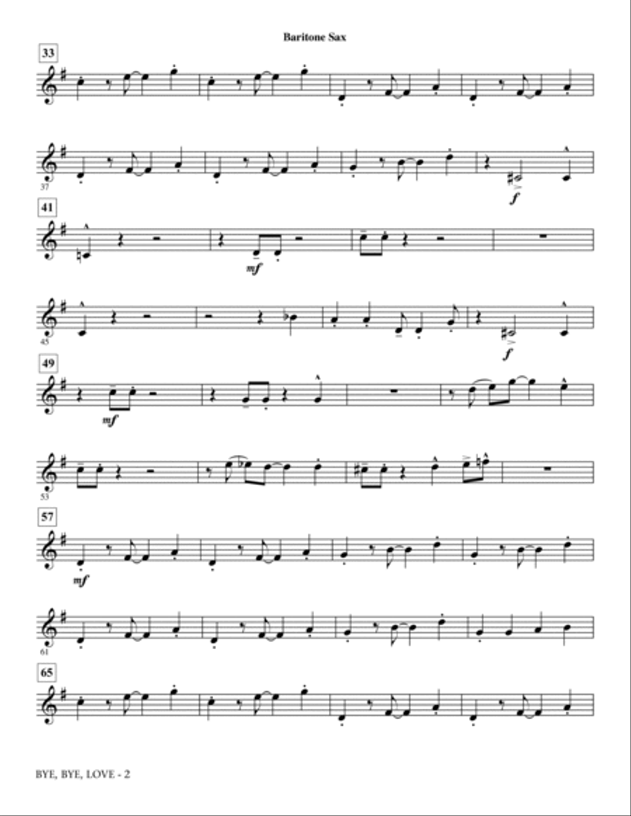 Bye, Bye Love - Baritone Sax Choir scores gallery preview page 2