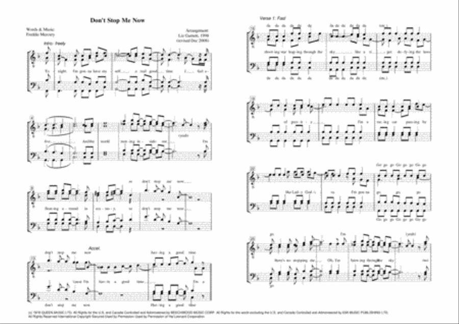 Don't Stop Me Now TTBB scores gallery preview page 1
