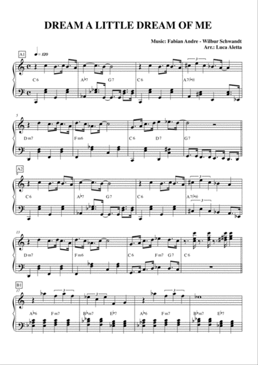 Dream A Little Dream Of Me Easy Piano scores gallery preview page 1