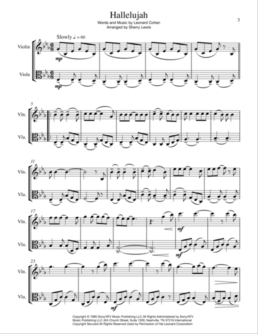 Hallelujah String Duet scores gallery preview page 4