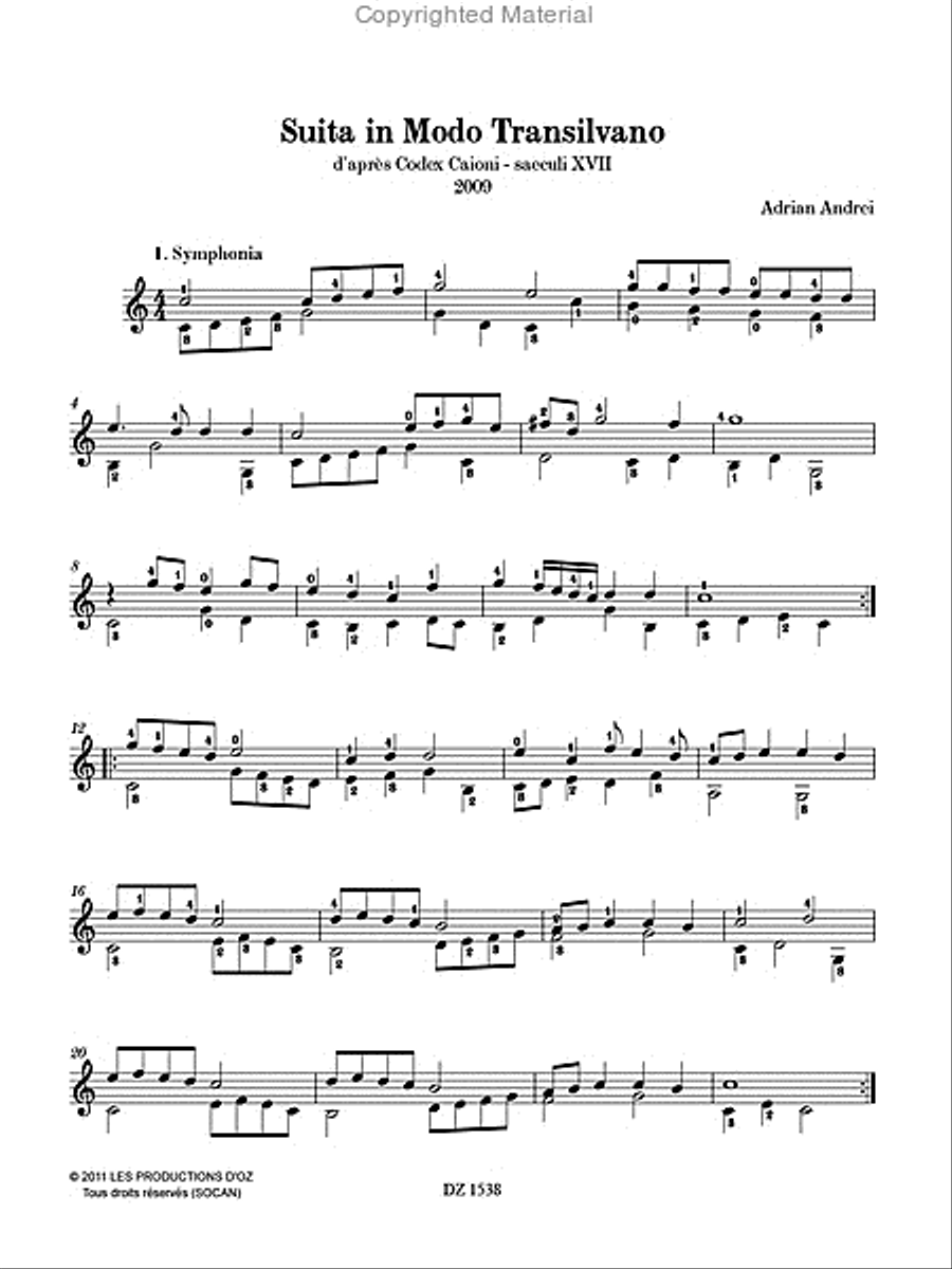 Suita in Modo Transilvano Classical Guitar scores gallery preview page 2