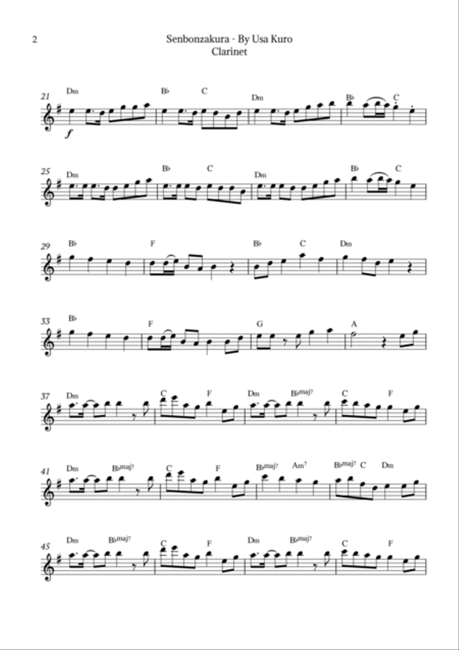 Senbonzakura Clarinet Solo scores gallery preview page 2