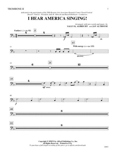 I Hear America Singing!: 2nd Trombone