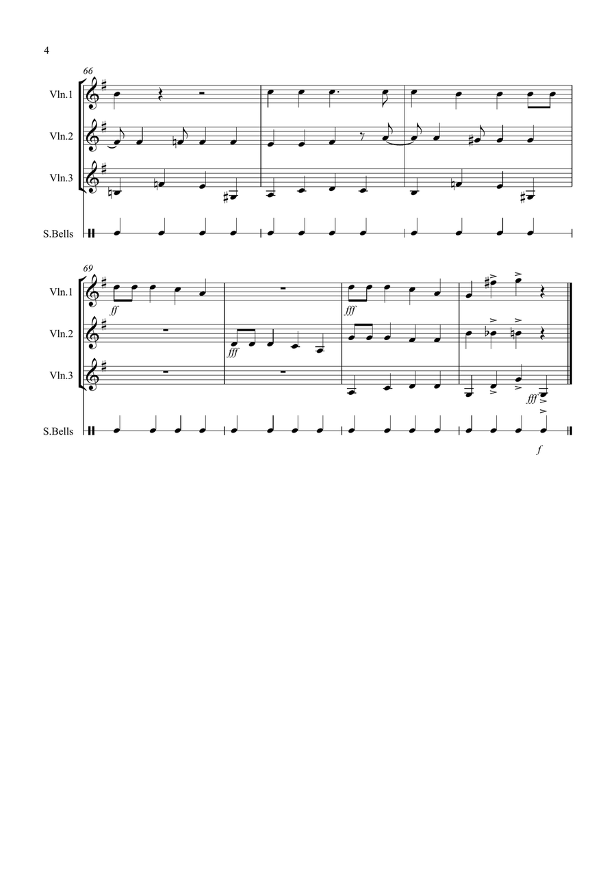 Jingle Bells (jazzy style!) for Violin Trio Jingle Bells (jazzy style!) for Violin Trio Violin Solo scores gallery preview page 4