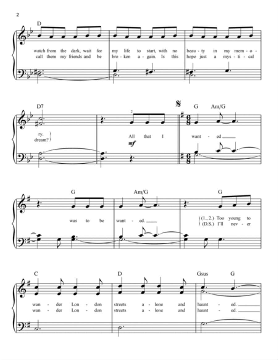 Beautiful Ghosts (from the Motion Picture Cats) Easy Piano scores gallery preview page 2
