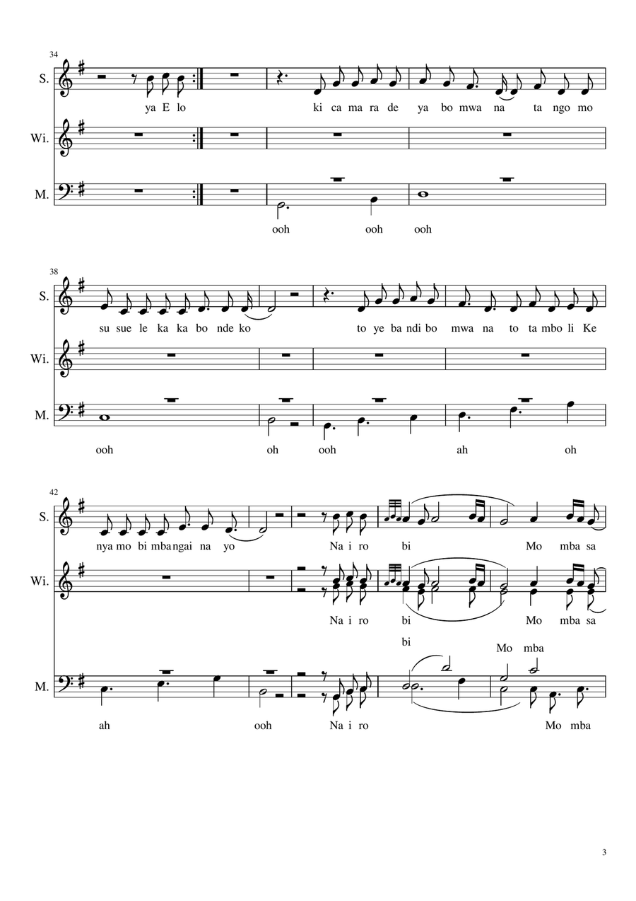 Nakei Nairobi by Mbilia Bell SATB 4-Part scores gallery preview page 3