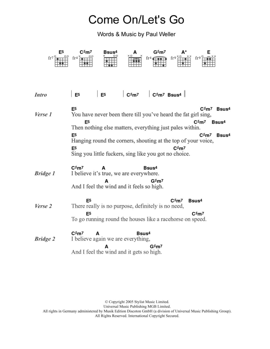 Come On / Let's Go Acoustic Guitar scores gallery preview page 1