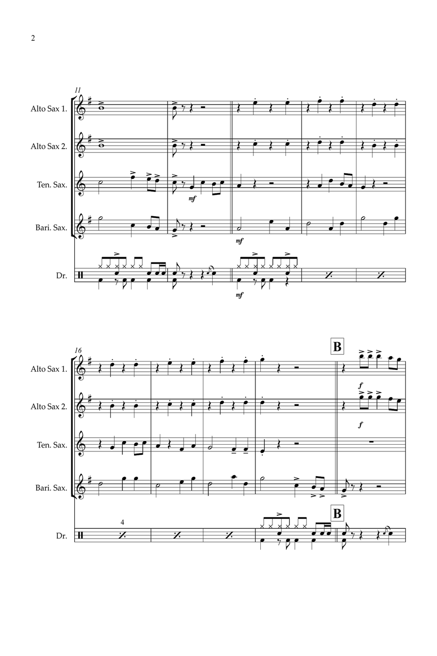 Feliz Navidad Feliz Navidad Saxophone Quartet scores gallery preview page 2