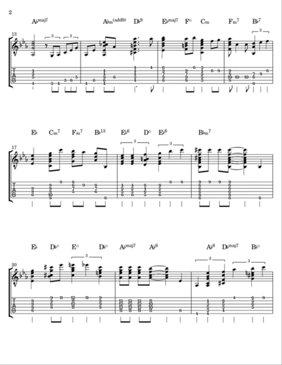 Misty Guitar Tablature scores gallery preview page 2