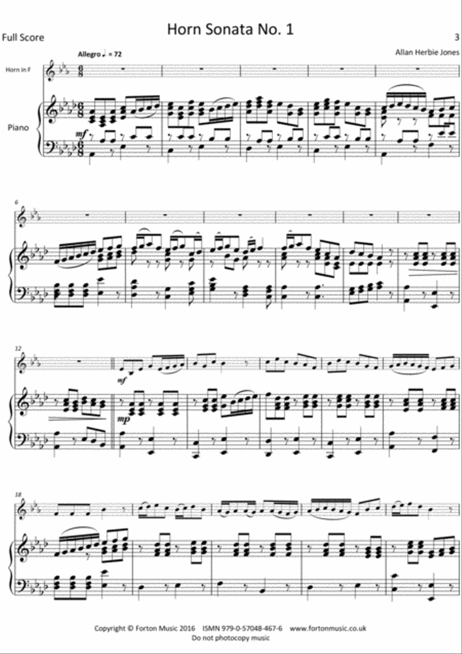 Horn Sonata No. 1 Horn Solo scores gallery preview page 3
