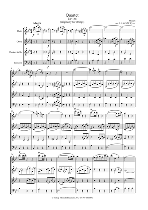 Book cover for Mozart Quartet KV 158 arr. Woodwind Quartet