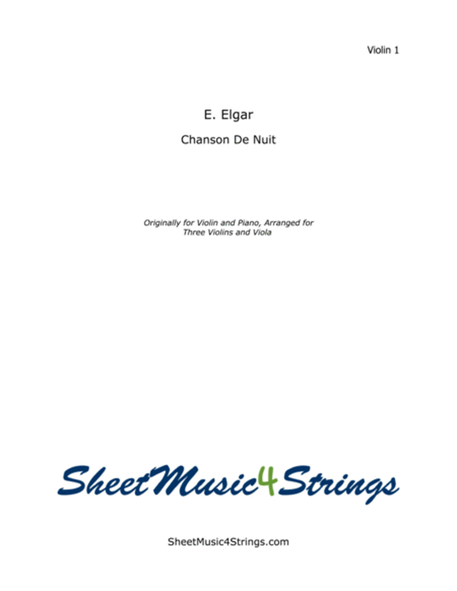 Elgar, E. - Chanson de Nuit, Arranged for Three Violins and Viola image number null
