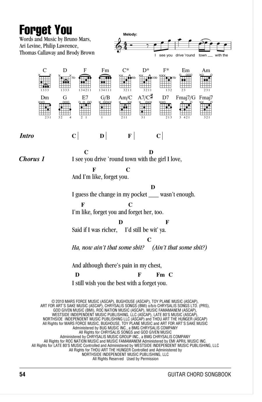 Forget You Acoustic Guitar scores gallery preview page 1