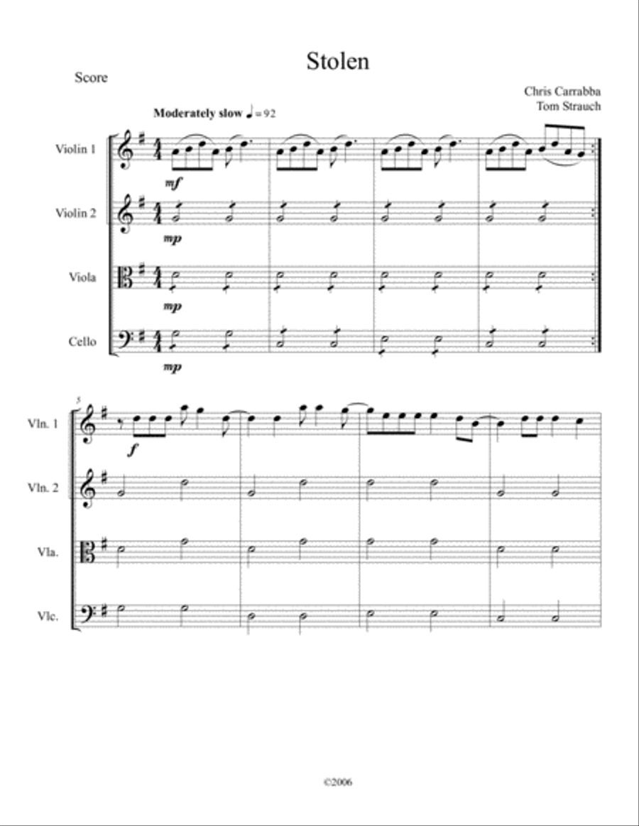 Stolen String Quartet scores gallery preview page 1