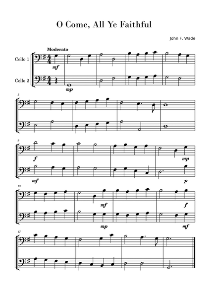 O Come, All Ye Faithful (Easy Cello Duet) image number null