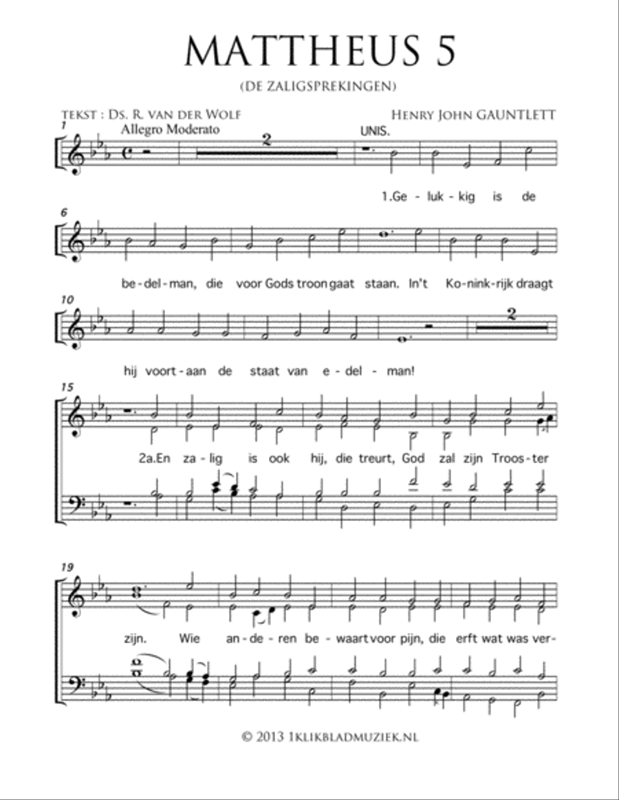De Zaligsprekingen - Mattheus 5 4-Part scores gallery preview page 1