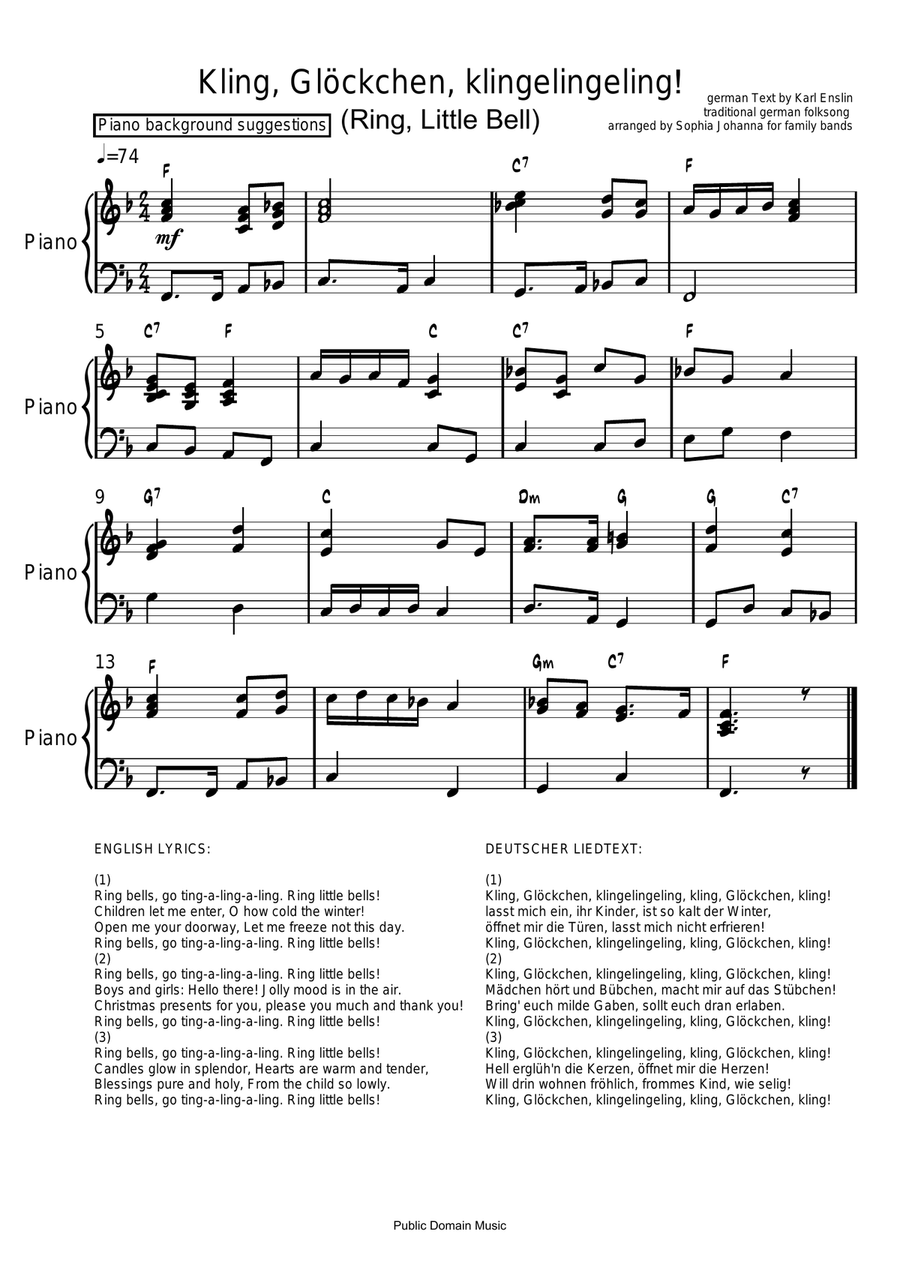 Kling, Glöckchen, kling! - family band Piano, Vocal scores gallery preview page 3