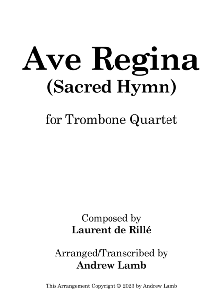 Ave Regina (for Trombone Quartet) image number null