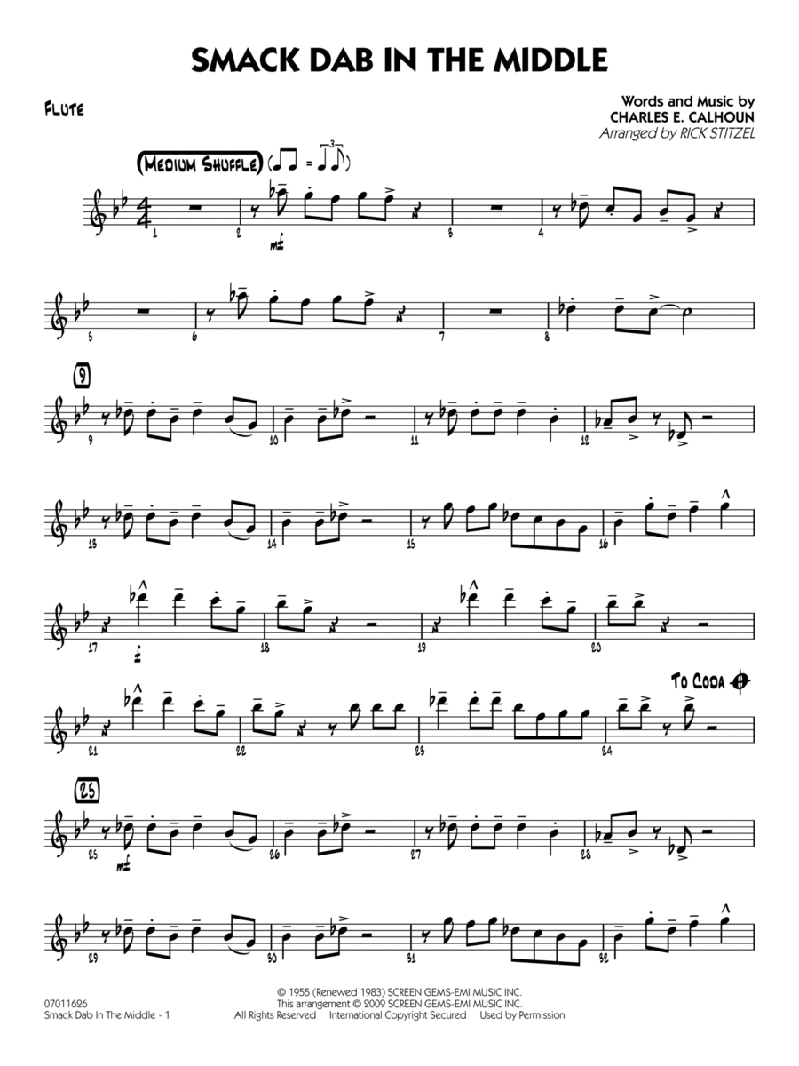 Smack Dab In The Middle - Flute Jazz Ensemble scores gallery preview page 1