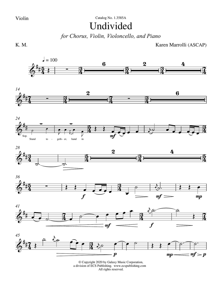 Undivided (Violin & Cello Parts)