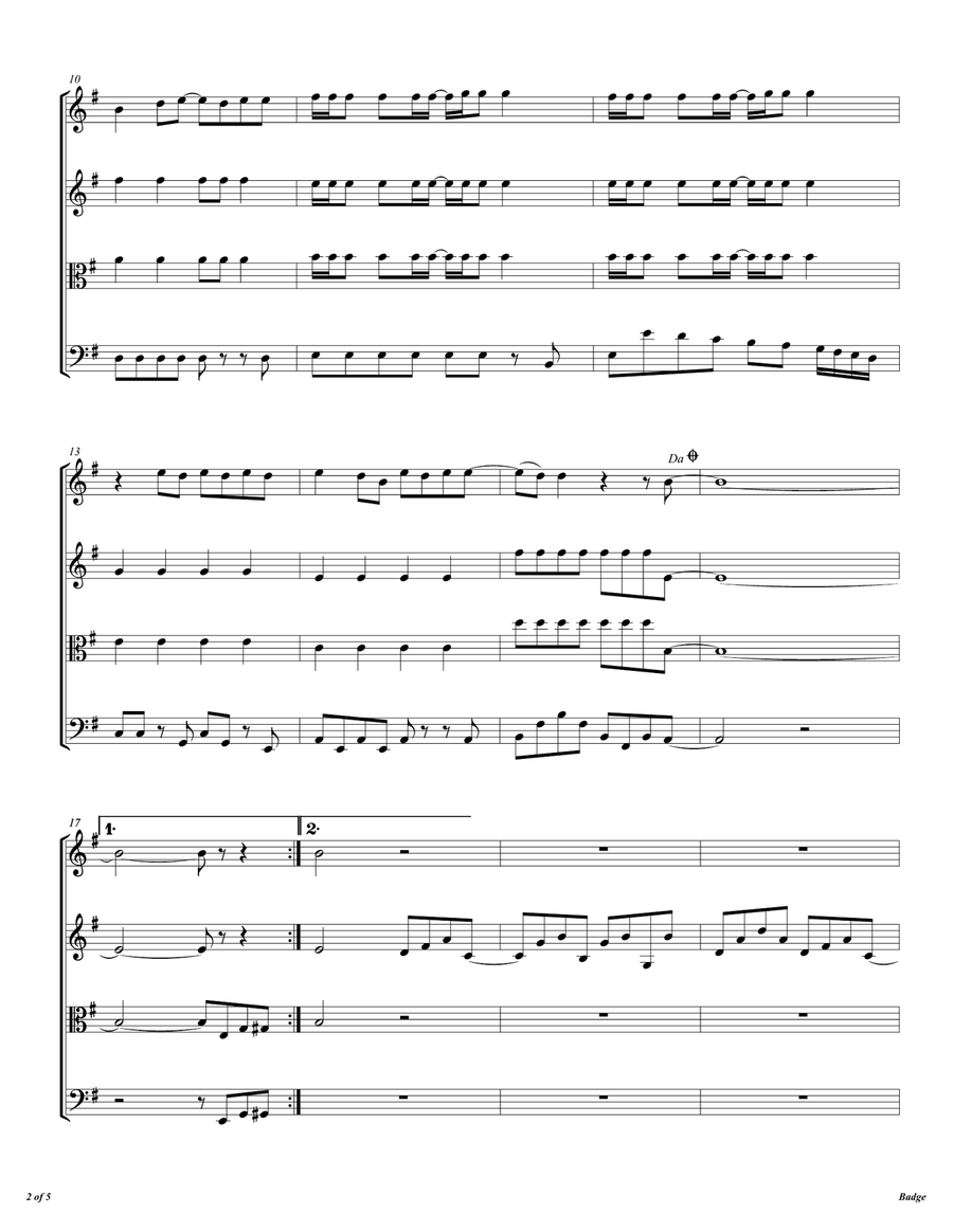 Badge by Cream String Quartet - Digital Sheet Music page 3