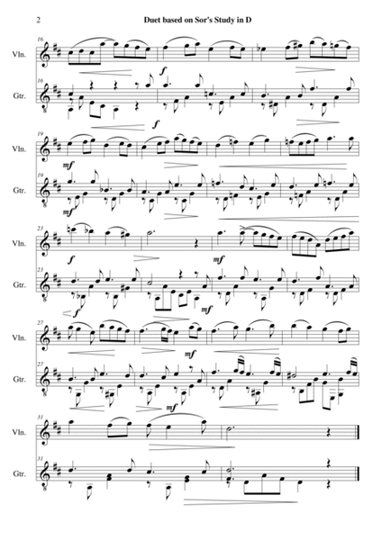 Study in D for guitar with added tune for violin image number null