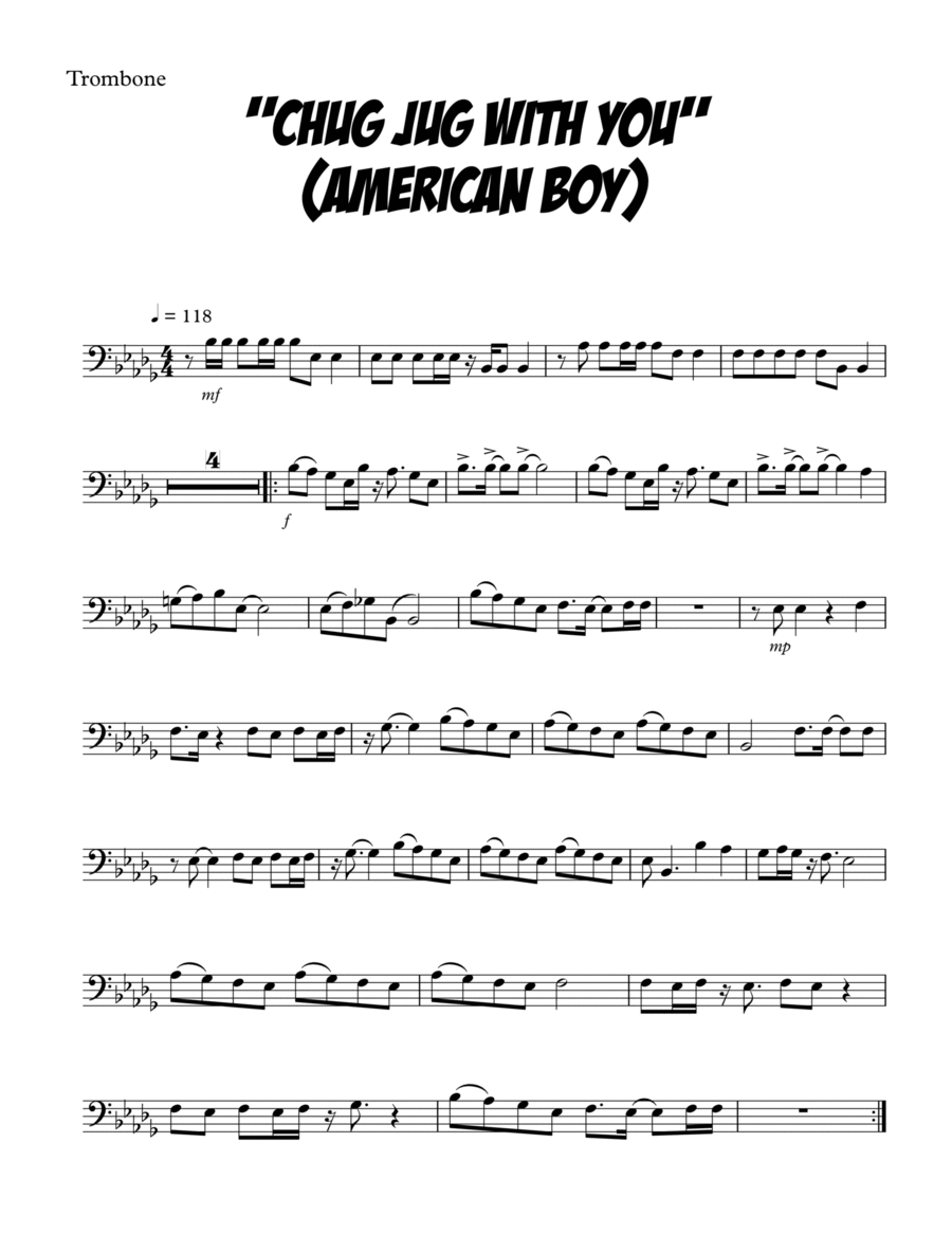 American Boy Trombone Solo scores gallery preview page 1