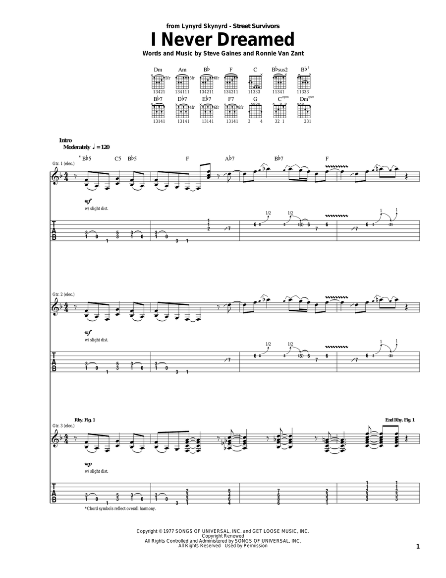 I Never Dreamed Acoustic Guitar scores gallery preview page 1