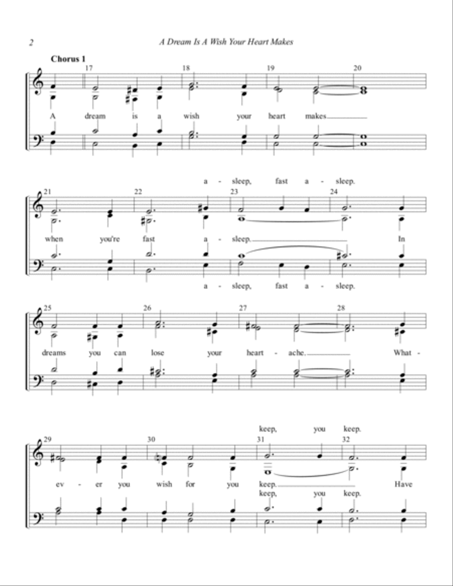 A Dream Is A Wish Your Heart Makes 4-Part scores gallery preview page 2