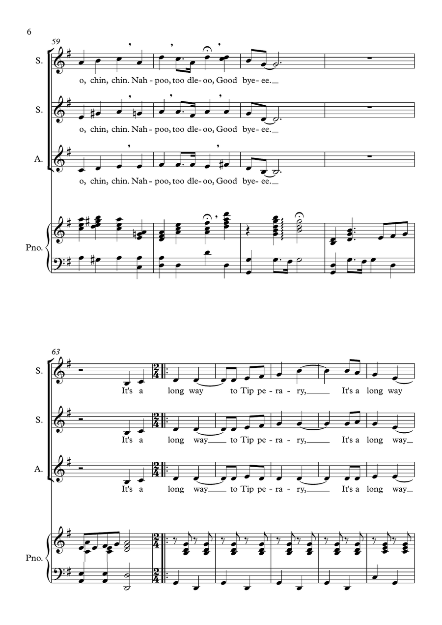 A Medley of Popular Songs from the First World War for SSA choir SSA scores gallery preview page 6