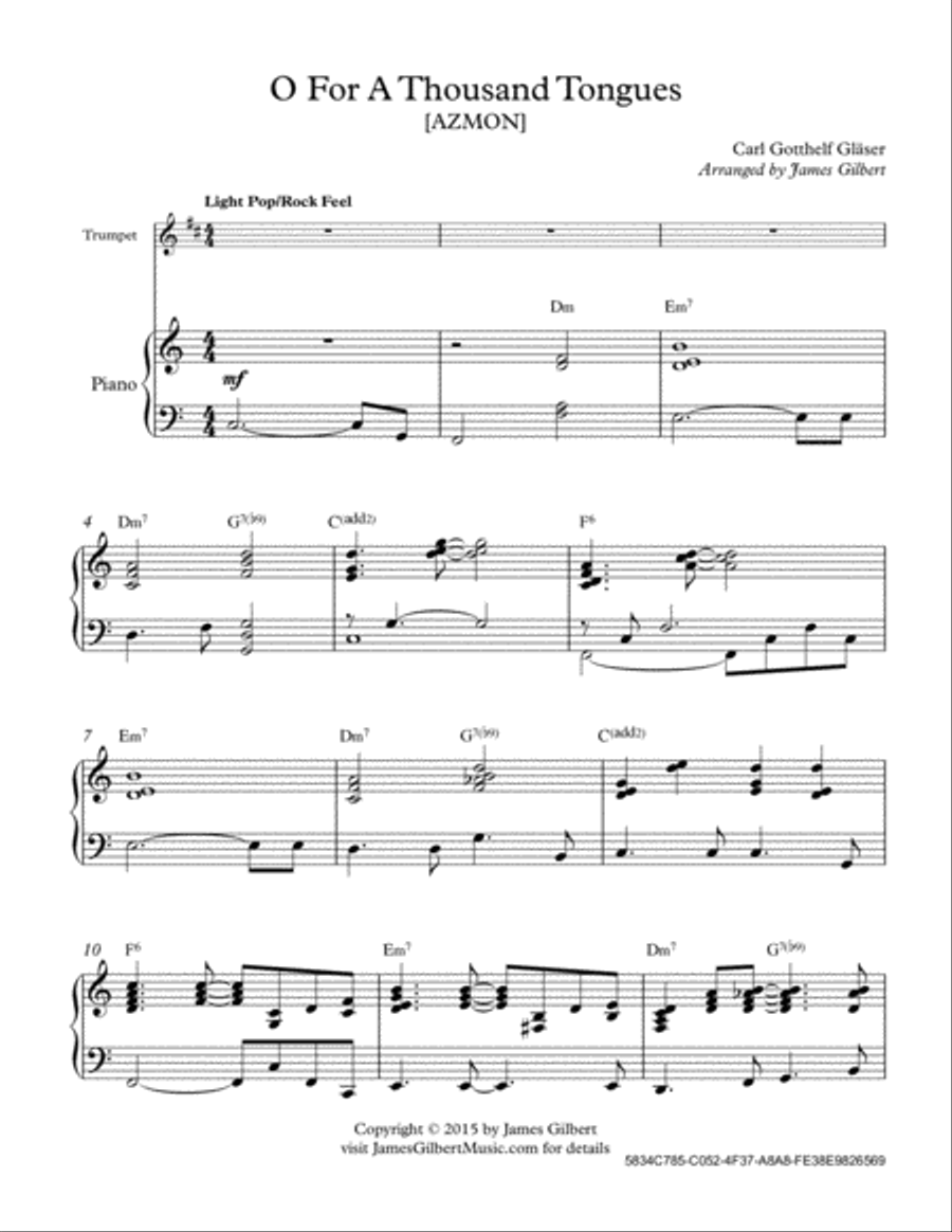 O For A Thousand Tongues Trumpet Solo scores gallery preview page 2