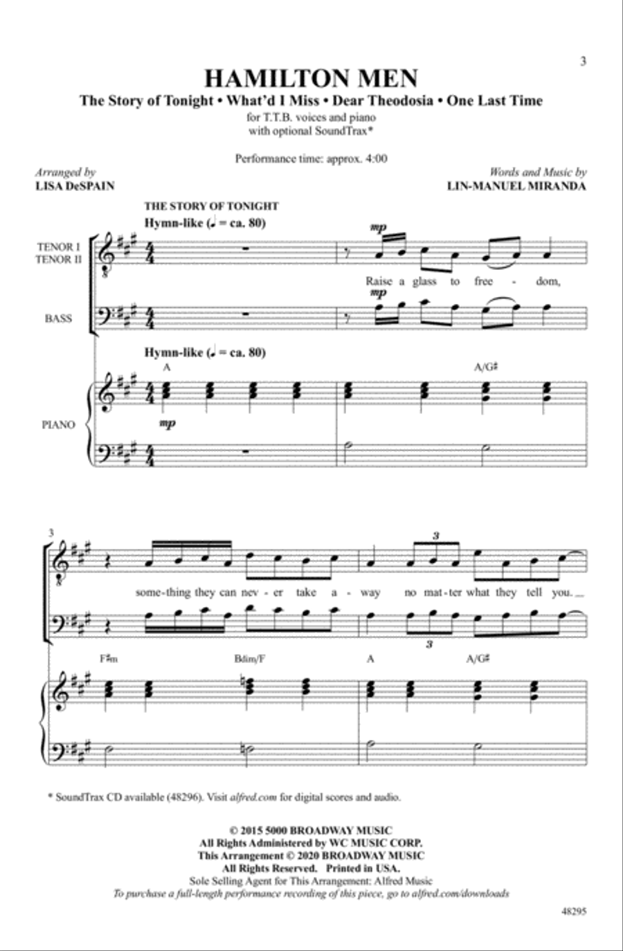 Hamilton Men Choir scores gallery preview page 1