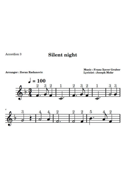 Silent night (Stille Nacht) - quartet accordion image number null