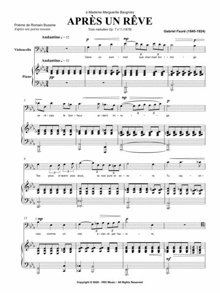 Après un rêve (for Violoncello and Piano) as played by YO YO MA image number null
