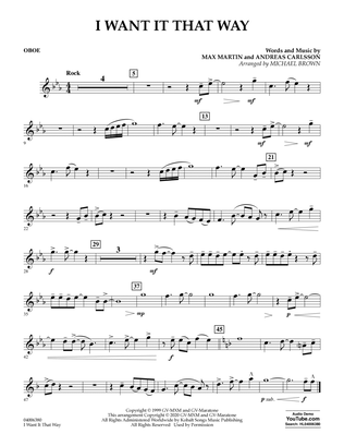 Book cover for I Want It That Way (arr. Michael Brown) - Oboe