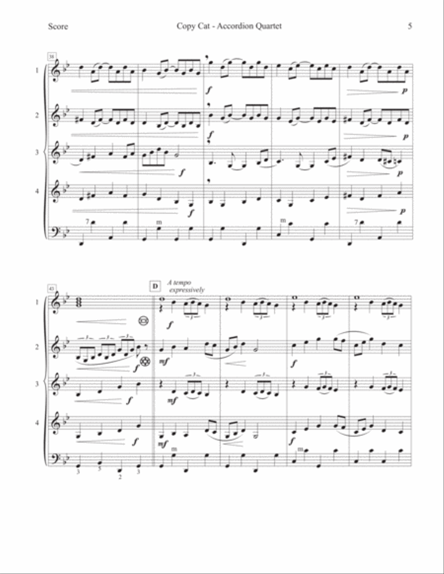 Copy Cat -- Accordion Quartet Small Ensemble scores gallery preview page 6