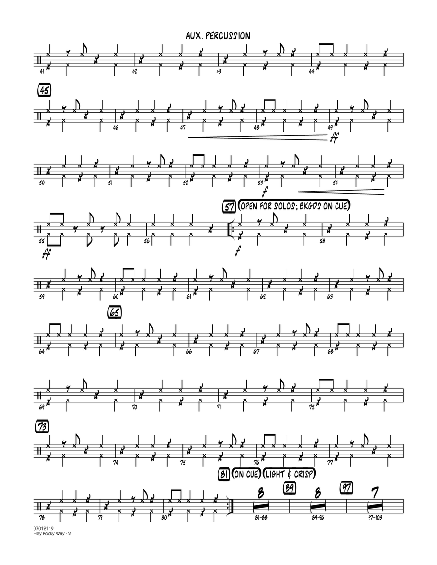 Hey Pocky Way - Aux Percussion Jazz Ensemble scores gallery preview page 2