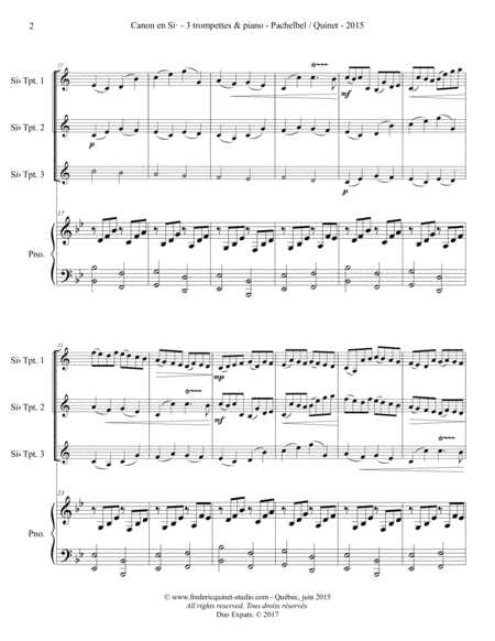 Pachelbel Canon - 3 Trumpets & Piano