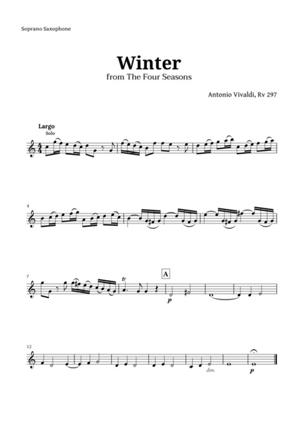 Largo from Winter by Vivaldi for Sax Quartet image number null