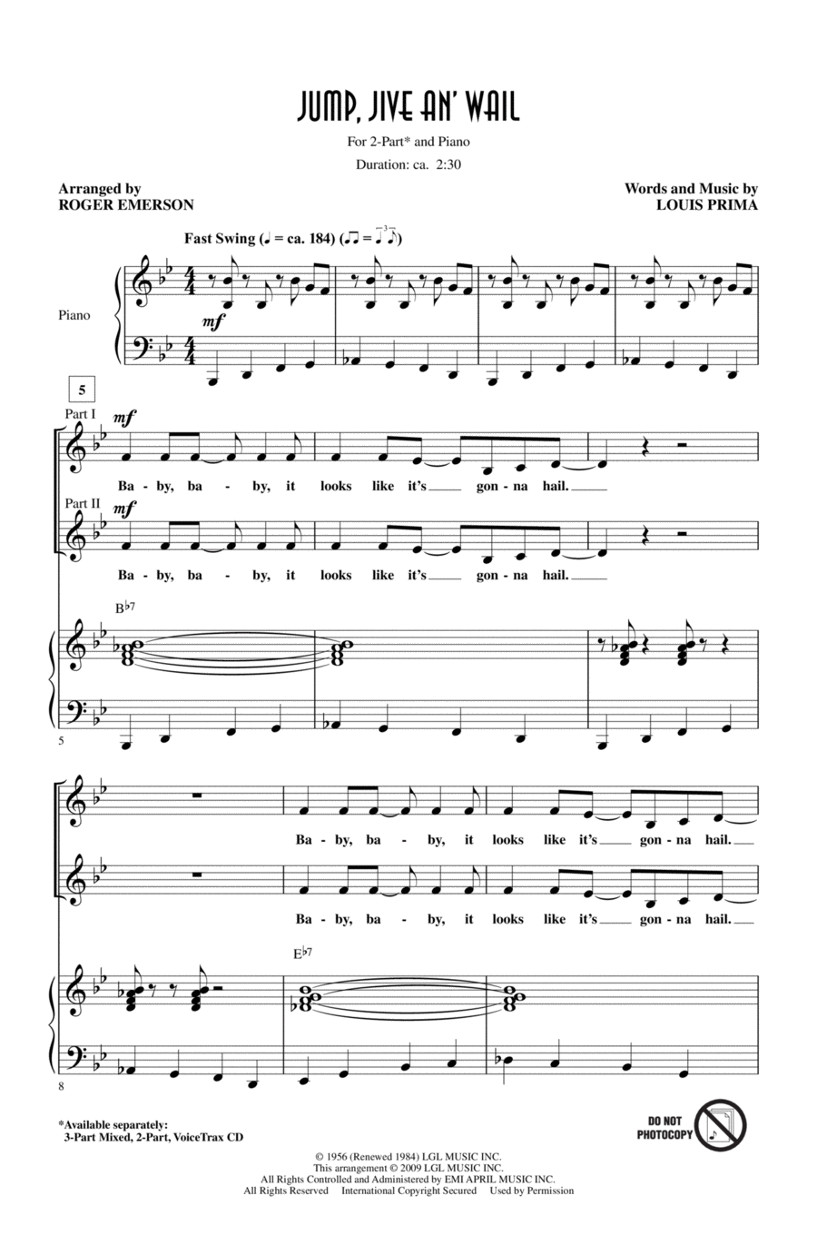 Jump, Jive An' Wail Jump, Jive An' Wail 2-Part scores gallery preview page 1