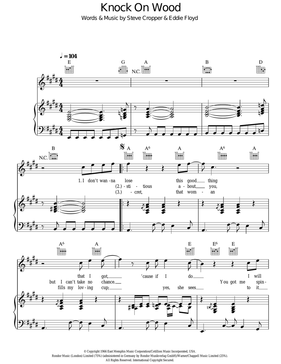 Knock On Wood Acoustic Guitar scores gallery preview page 1