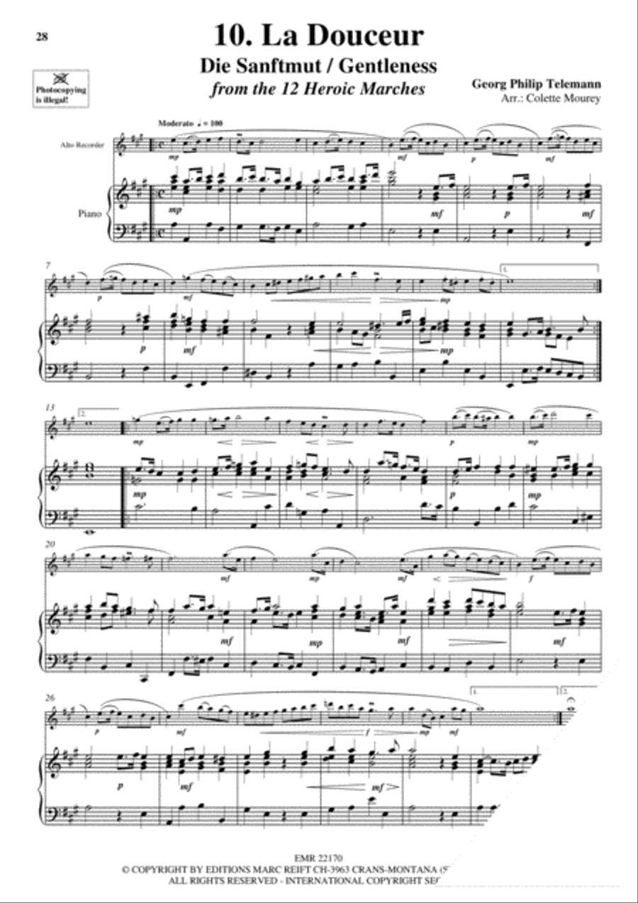 20 Greatest Slow Melodies Alto Recorder scores gallery preview page 12
