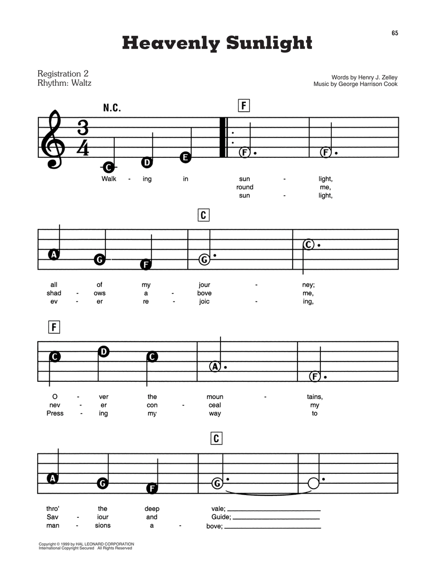 Heavenly Sunlight Electronic Keyboard scores gallery preview page 1
