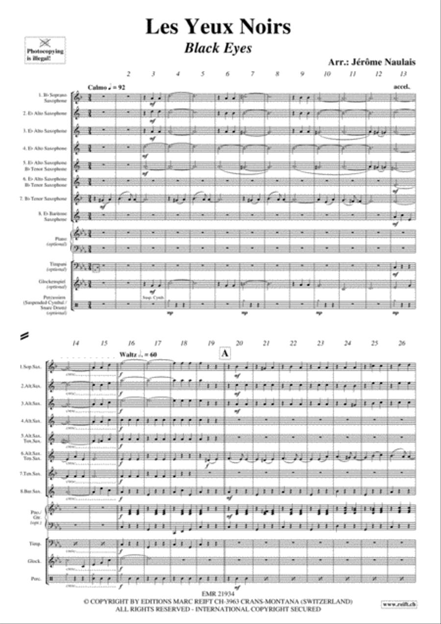 Les Yeux Noirs Saxophone Ensemble scores gallery preview page 3