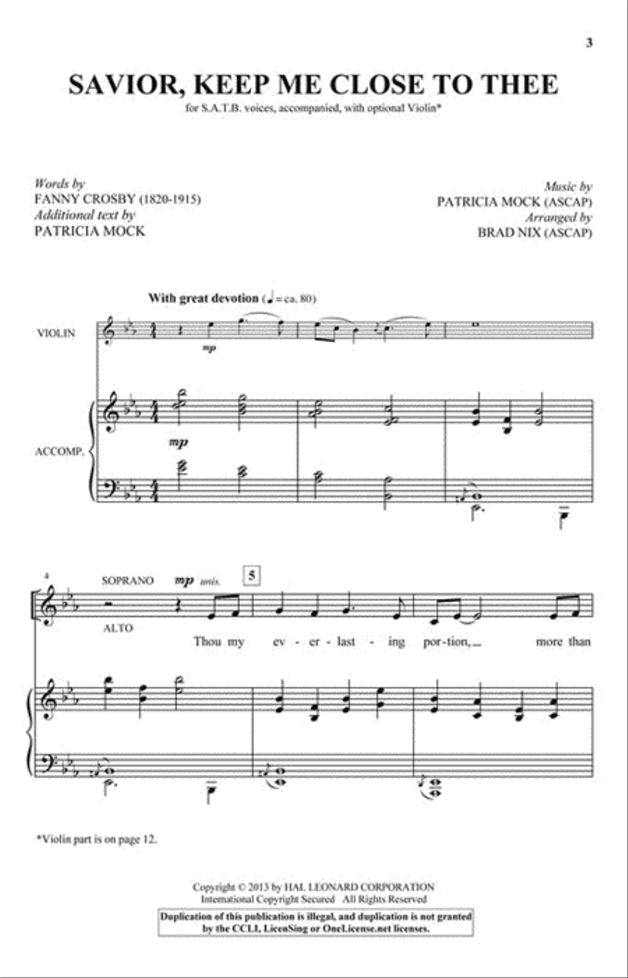 Savior, Keep Me Close to Thee 4-Part scores gallery preview page 2