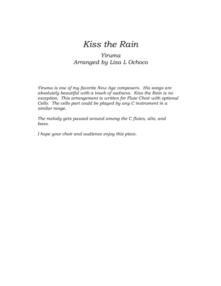 Kiss The Rain for Flute Choir image number null