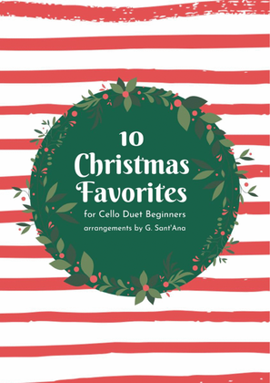 Book cover for 10 Christmas Favorites for Cello Duet Beginners (Easy)
